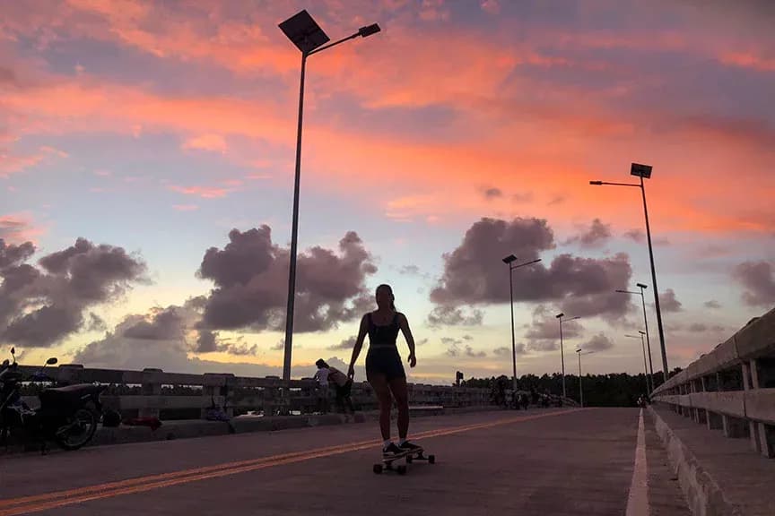 catangnan bridge siargao skateboarding sunset